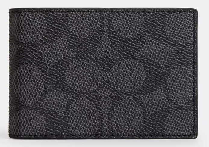 Coach NWT Charcoal Coated Canvas Monogram Card Holder