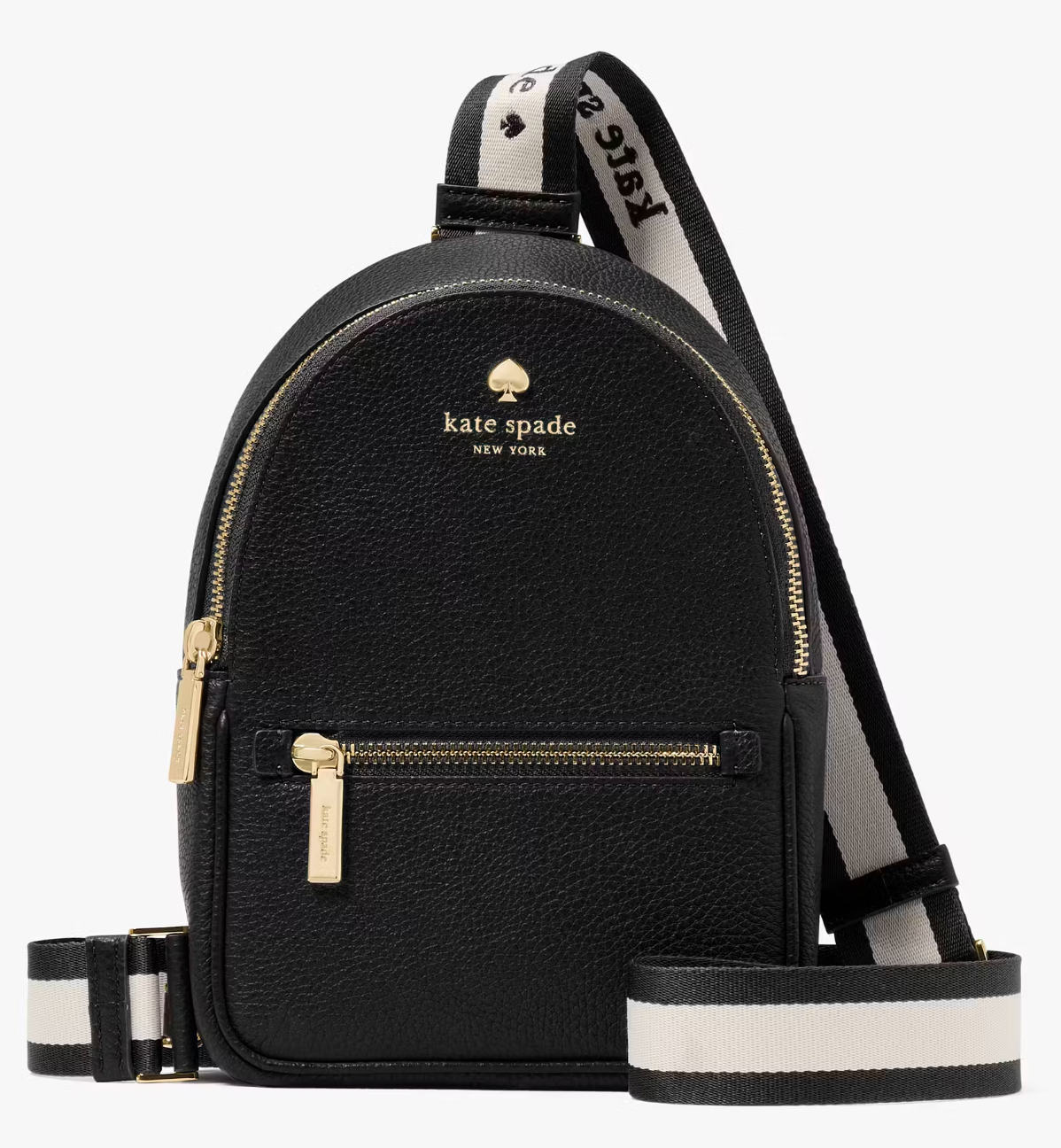 Kate Spade NWT Black Pebbled Leather Small Sling Backpack